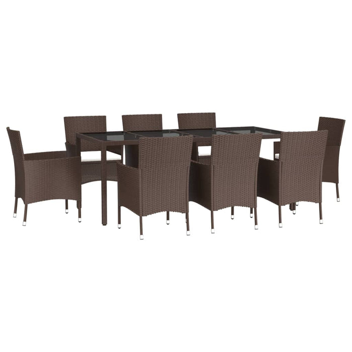 Set mobilier de grădină cu perne, 9 piese, maro, poliratan WALTI