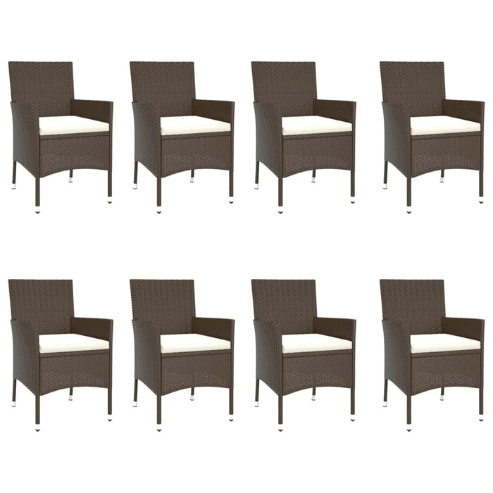 Set mobilier de grădină cu perne, 9 piese, maro, poliratan WALTI