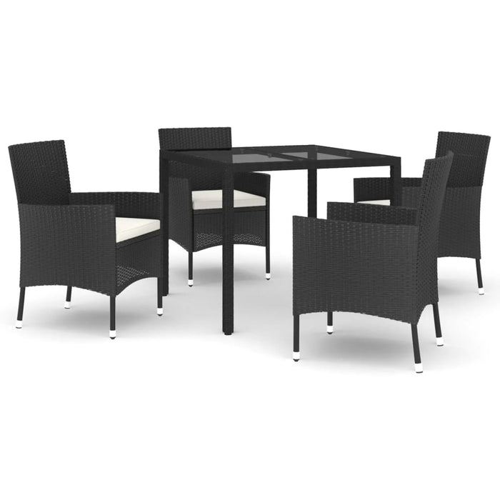 Set mobilier de grădină cu perne, 5 piese, negru, poliratan WALTI
