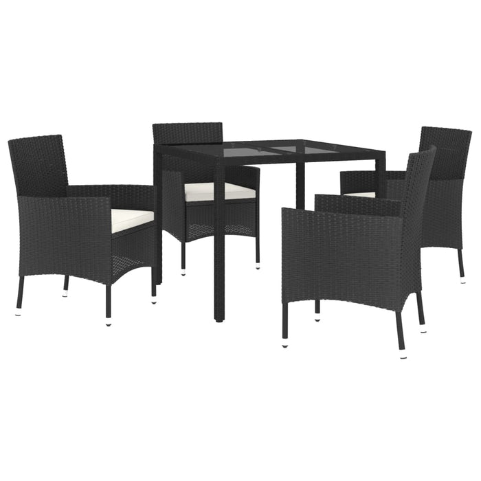 Set mobilier de grădină cu perne, 5 piese, negru, poliratan WALTI