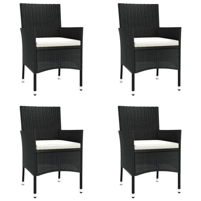 Set mobilier de grădină cu perne, 5 piese, negru, poliratan WALTI