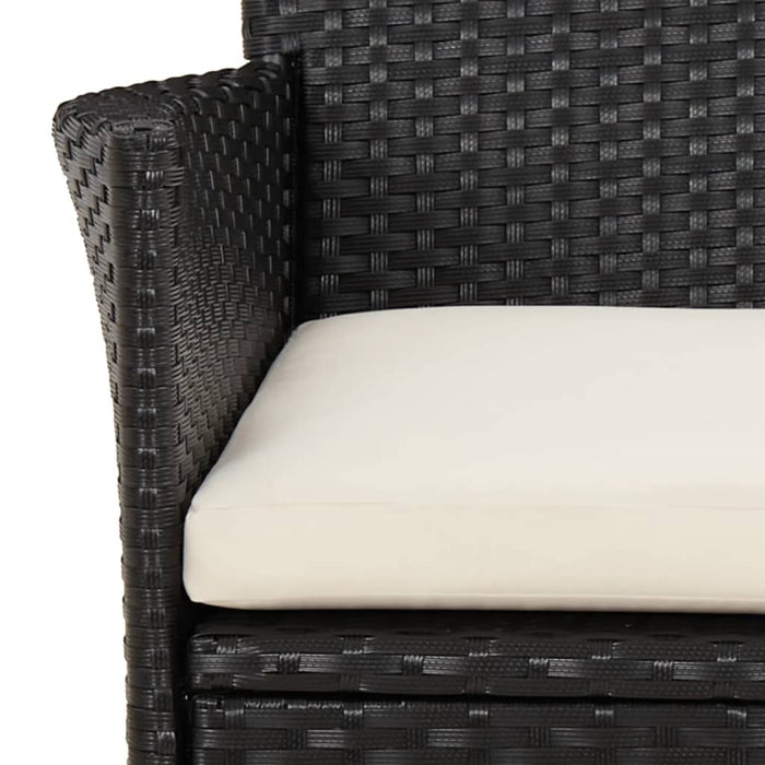 Set mobilier de grădină cu perne, 5 piese, negru, poliratan WALTI