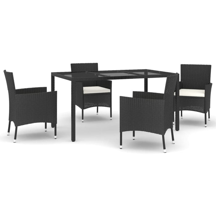 Set mobilier de grădină cu perne, 5 piese, negru, poliratan - WALTI WALTI