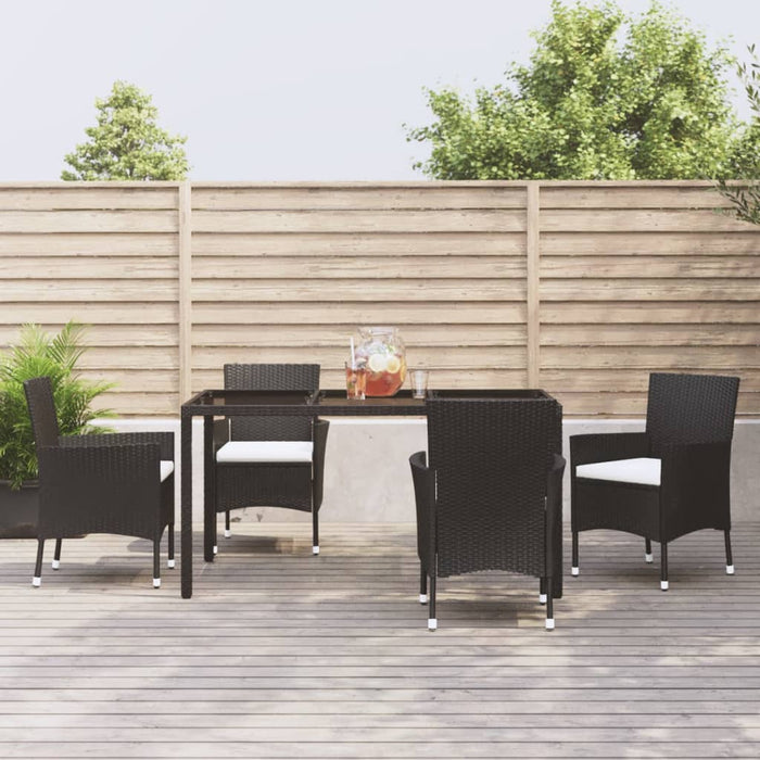Set mobilier de grădină cu perne, 5 piese, negru, poliratan - WALTI WALTI
