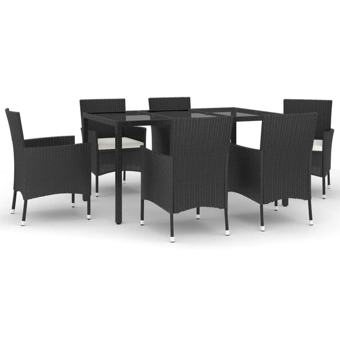 Set mobilier de grădină cu perne, 7 piese, negru, poliratan - WALTI WALTI