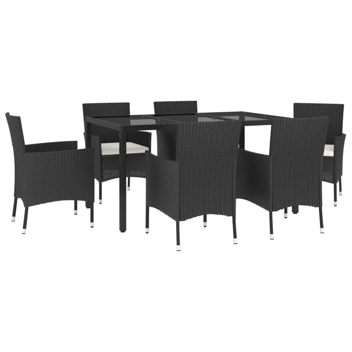 Set mobilier de grădină cu perne, 7 piese, negru, poliratan - WALTI WALTI