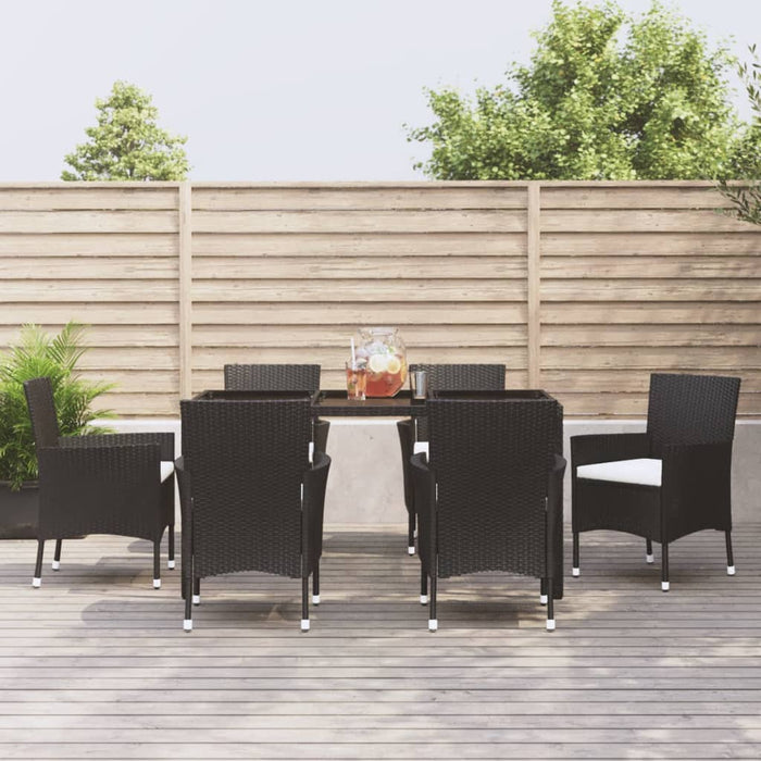 Set mobilier de grădină cu perne, 7 piese, negru, poliratan - WALTI WALTI