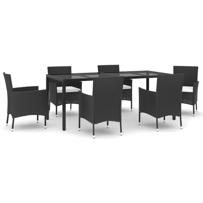 Set mobilier de grădină cu perne, 7 piese, negru, poliratan - WALTI WALTI