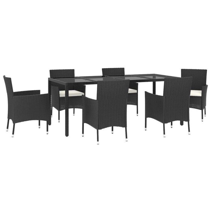 Set mobilier de grădină cu perne, 7 piese, negru, poliratan - WALTI WALTI