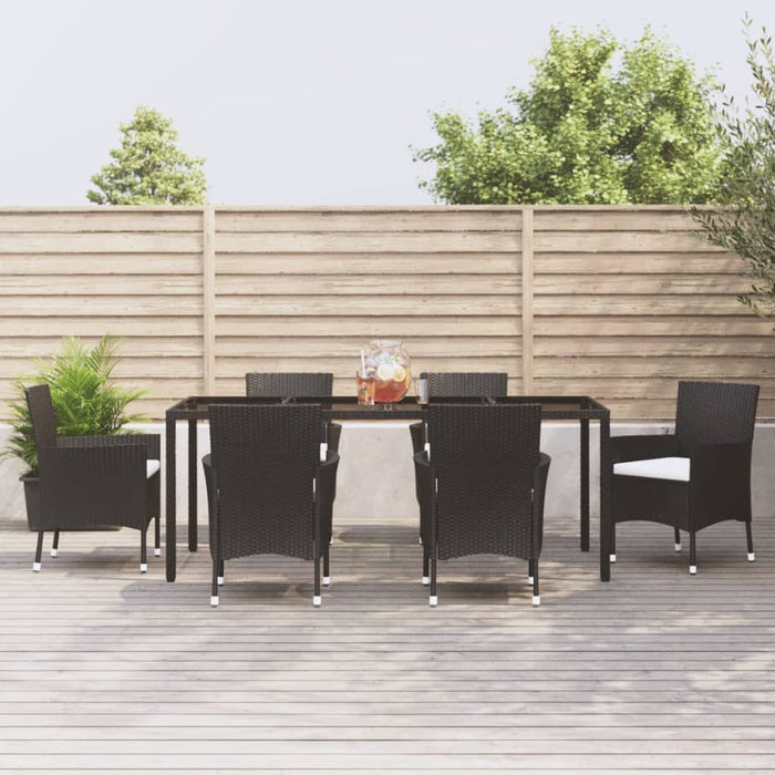 Set mobilier de grădină cu perne, 7 piese, negru, poliratan - WALTI WALTI