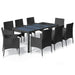 Set mobilier de grădină cu perne, 9 piese, negru, poliratan - WALTI WALTI