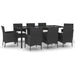 Set mobilier de grădină cu perne, 9 piese, negru, poliratan - WALTI WALTI