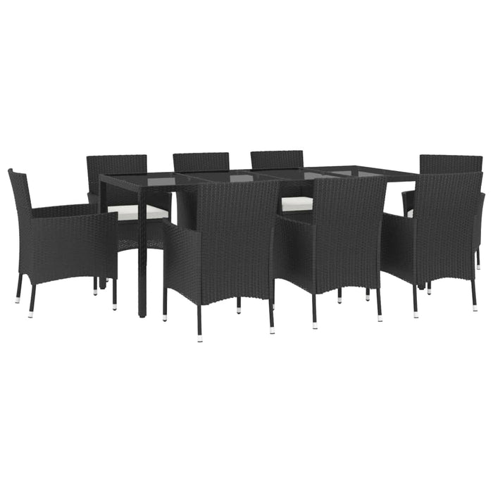Set mobilier de grădină cu perne, 9 piese, negru, poliratan - WALTI WALTI
