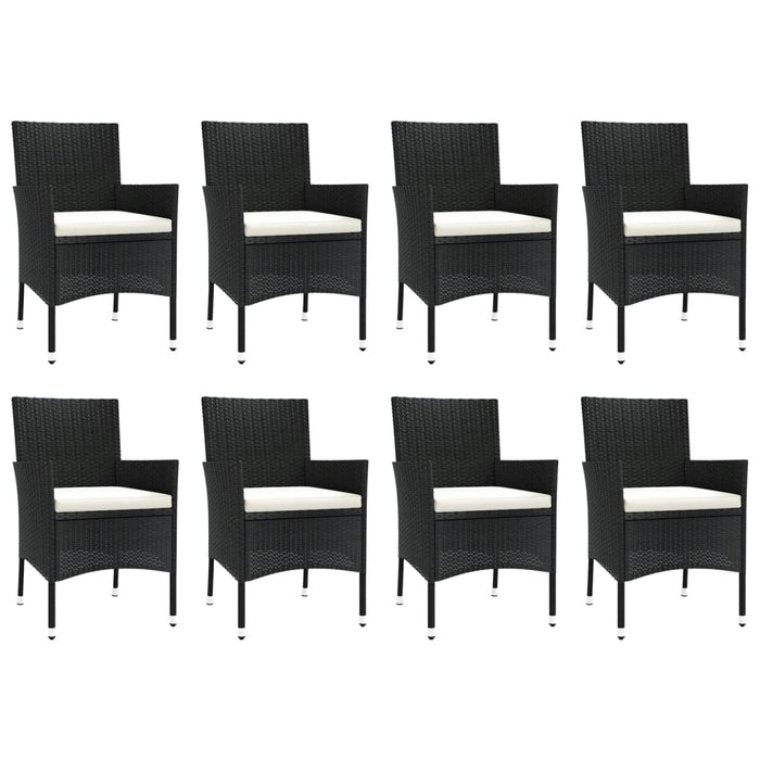 Set mobilier de grădină cu perne, 9 piese, negru, poliratan - WALTI WALTI