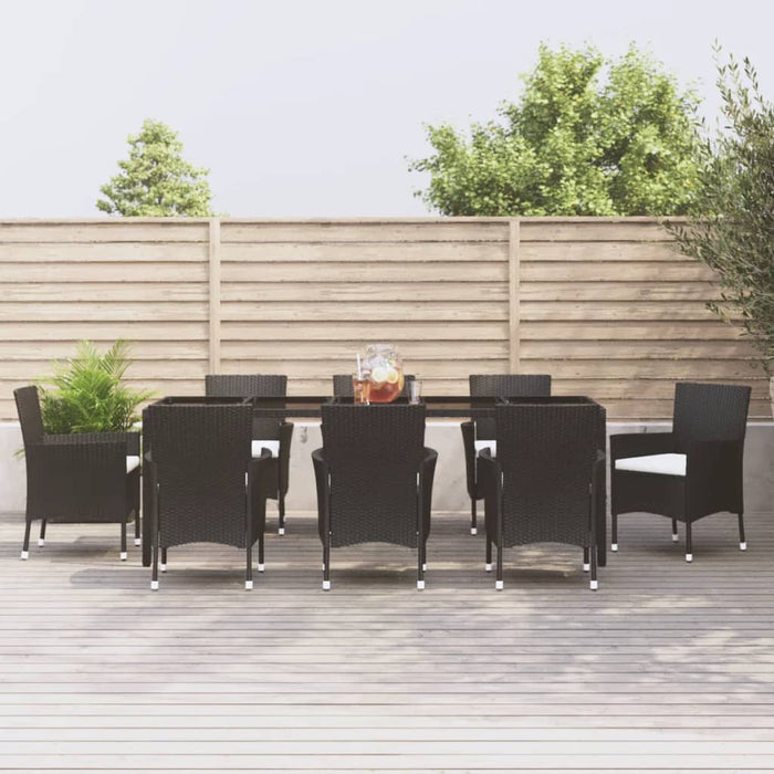 Set mobilier de grădină cu perne, 9 piese, negru, poliratan - WALTI WALTI
