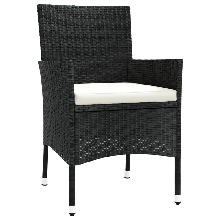 Set mobilier de exterior cu perne, 11 piese, negru, poliratan WALTI