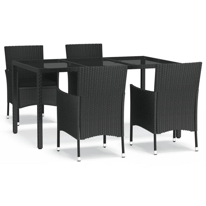 Set mobilier de grădină cu perne, 5 piese, negru, poliratan - WALTI WALTI