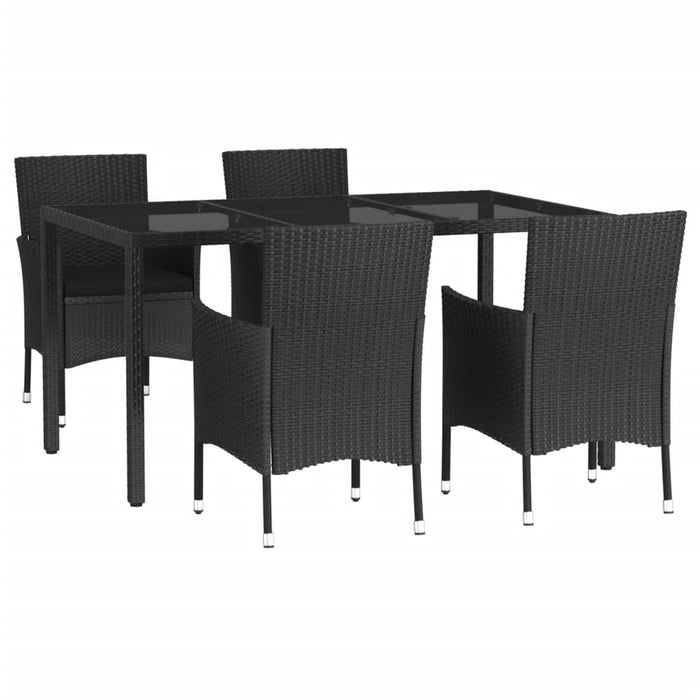 Set mobilier de grădină cu perne, 5 piese, negru, poliratan - WALTI WALTI