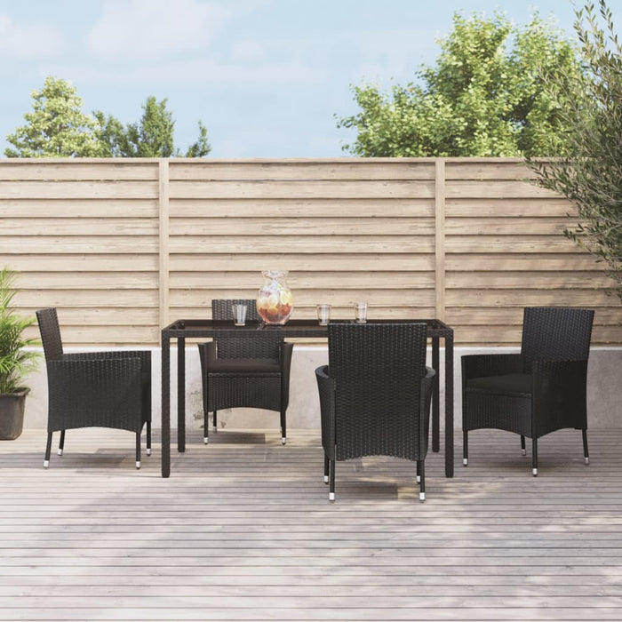 Set mobilier de grădină cu perne, 5 piese, negru, poliratan - WALTI WALTI