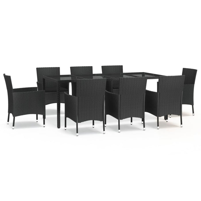 Set mobilier de grădină cu perne, 9 piese, negru, poliratan - WALTI WALTI