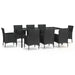 Set mobilier de grădină cu perne, 9 piese, negru, poliratan - WALTI WALTI