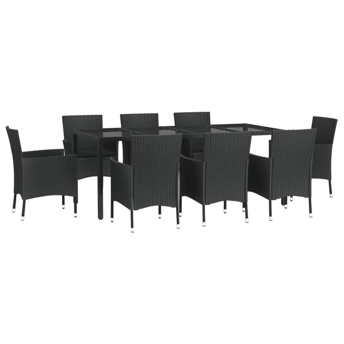 Set mobilier de grădină cu perne, 9 piese, negru, poliratan - WALTI WALTI