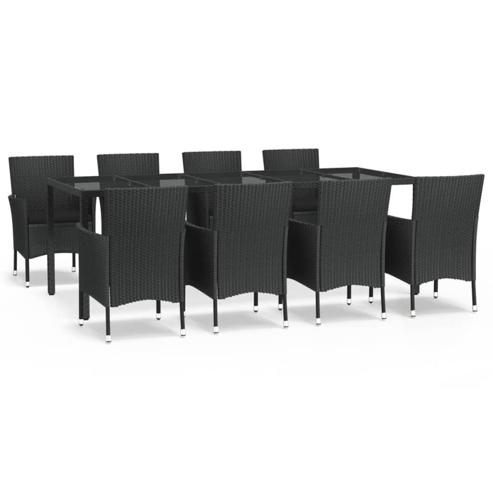 Set mobilier de grădină cu perne, 9 piese, negru, poliratan - WALTI WALTI