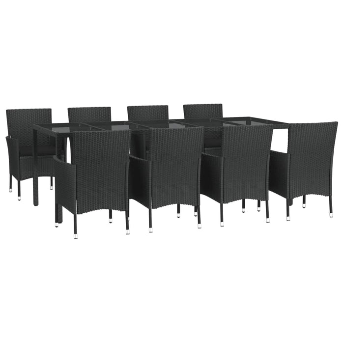 Set mobilier de grădină cu perne, 9 piese, negru, poliratan - WALTI WALTI