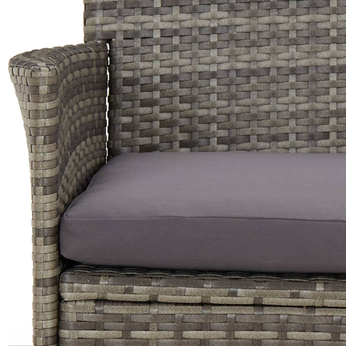 Set mobilier de grădină cu perne, 3 piese, gri, poliratan WALTI