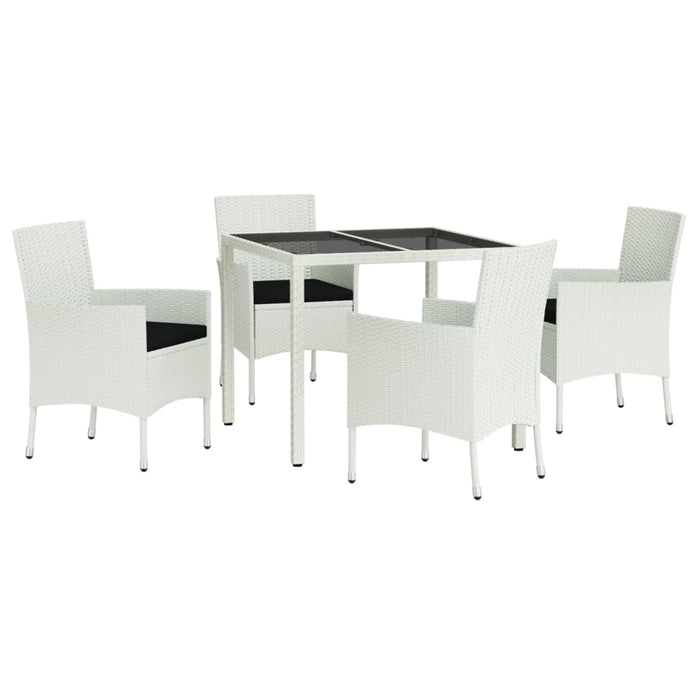 Set mobilier de grădină cu perne, 5 piese, alb, poliratan - WALTI WALTI