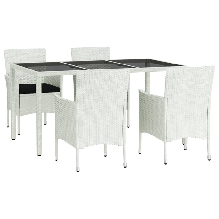 Set mobilier de grădină cu perne, 5 piese, alb, poliratan - WALTI WALTI