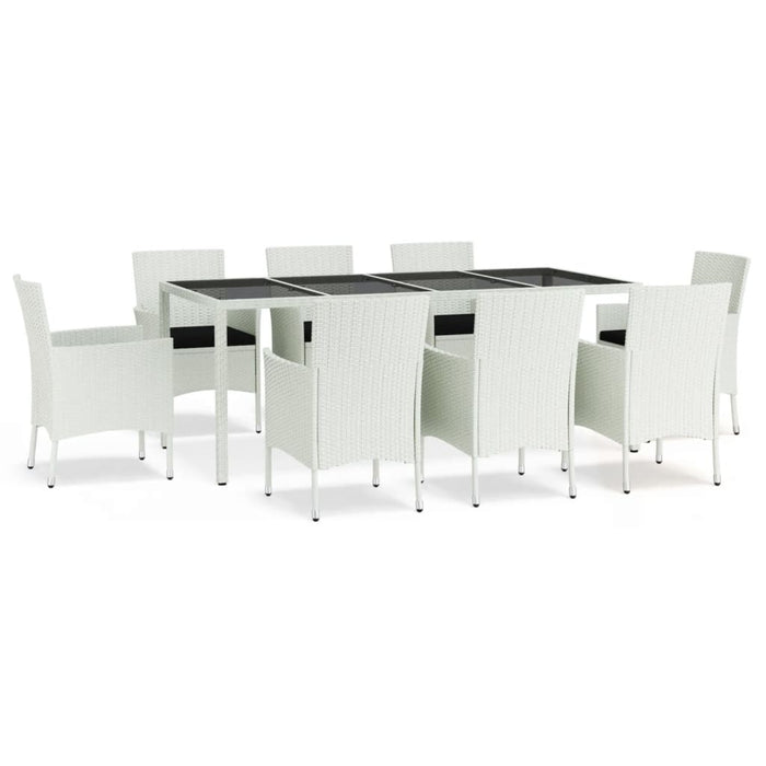 Set mobilier de grădină cu perne, 9 piese, alb, poliratan - WALTI WALTI