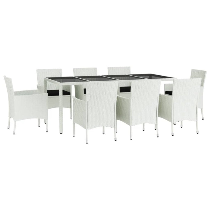 Set mobilier de grădină cu perne, 9 piese, alb, poliratan - WALTI WALTI