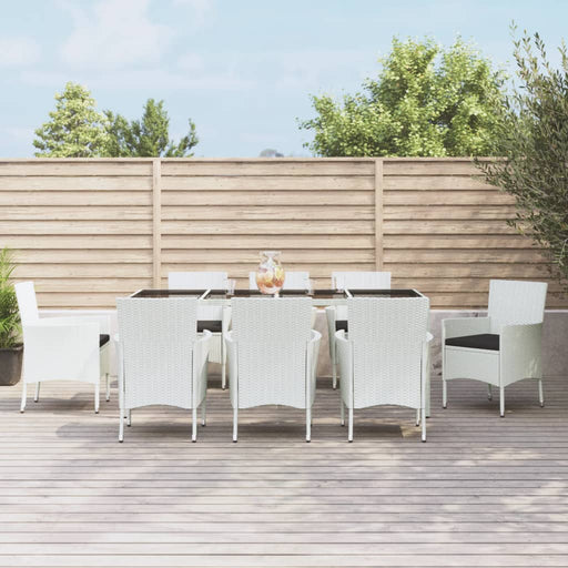 Set mobilier de grădină cu perne, 9 piese, alb, poliratan - WALTI WALTI