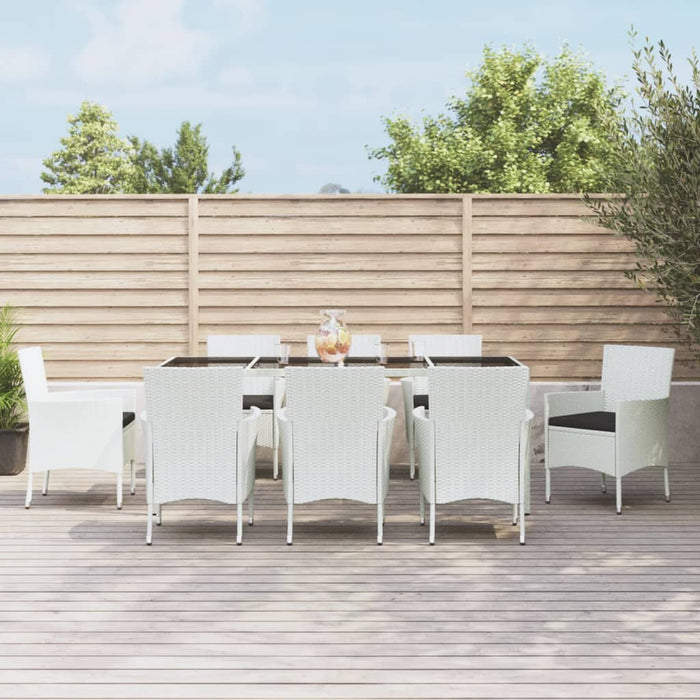 Set mobilier de grădină cu perne, 9 piese, alb, poliratan - WALTI WALTI