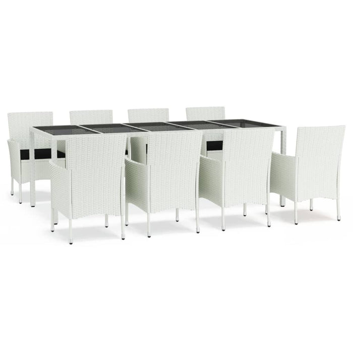 Set mobilier de grădină cu perne, 9 piese, alb, poliratan - WALTI WALTI
