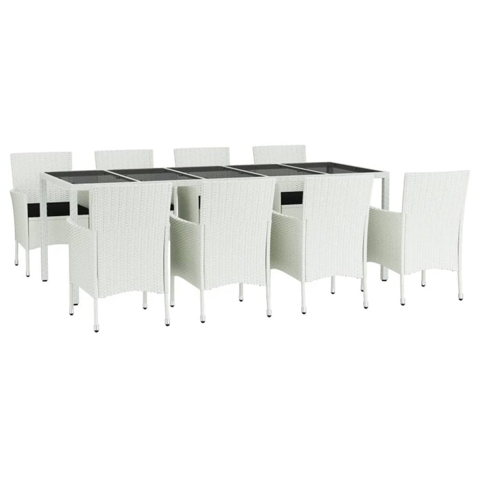 Set mobilier de grădină cu perne, 9 piese, alb, poliratan - WALTI WALTI