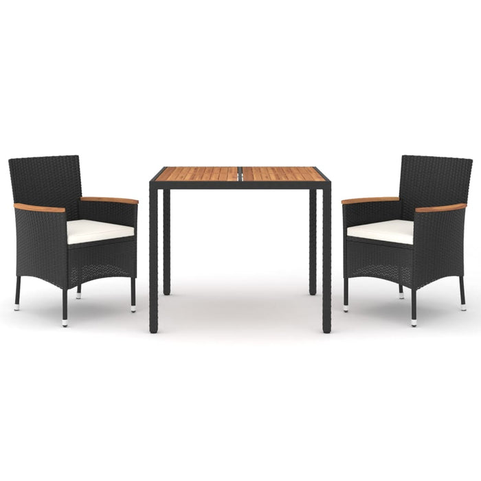 Set mobilier de grădină cu perne, 3 piese, negru, poliratan - WALTI WALTI
