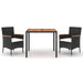 Set mobilier de grădină cu perne, 3 piese, negru, poliratan - WALTI WALTI