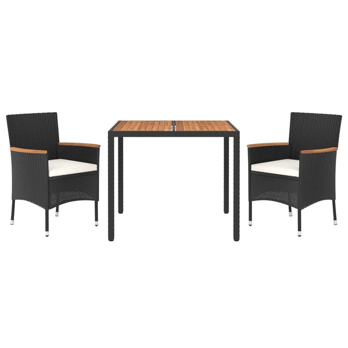Set mobilier de grădină cu perne, 3 piese, negru, poliratan - WALTI WALTI