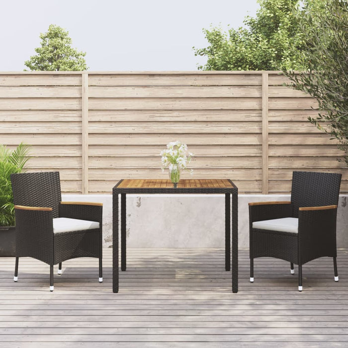 Set mobilier de grădină cu perne, 3 piese, negru, poliratan - WALTI WALTI