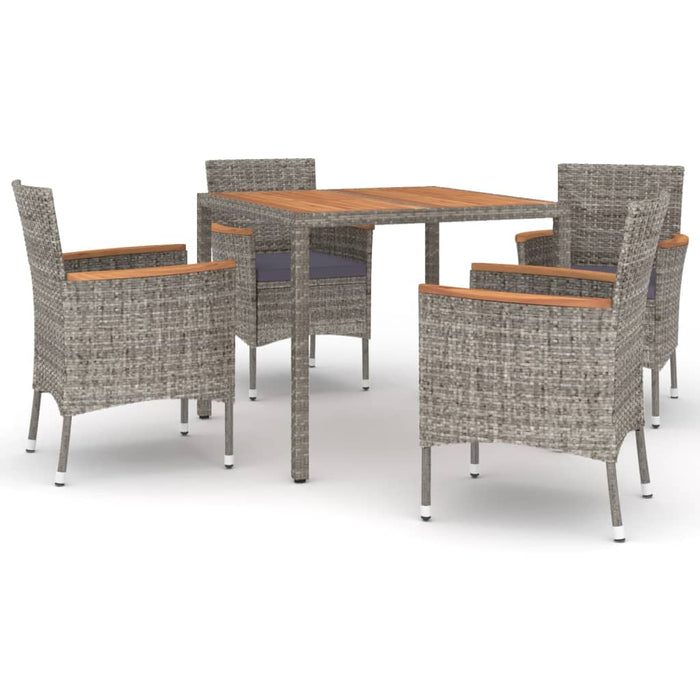 Set mobilier de grădină cu perne, 5 piese, gri, poliratan WALTI