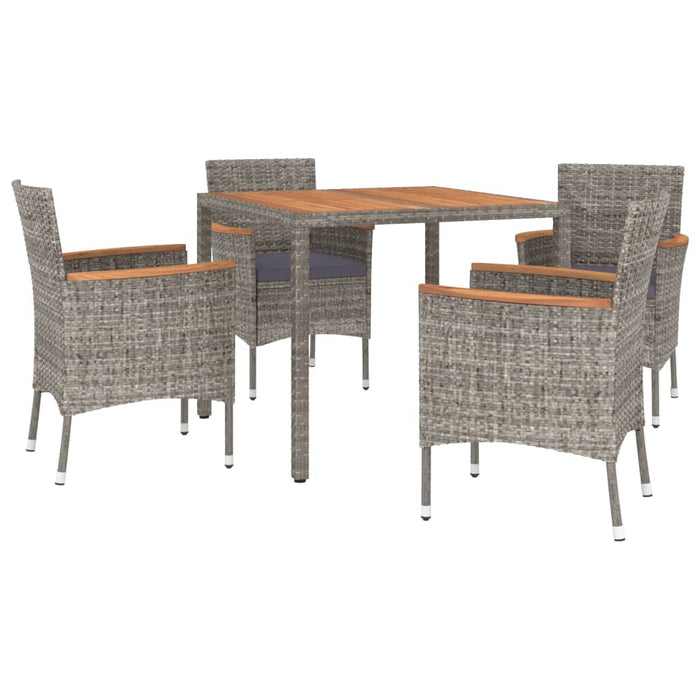 Set mobilier de grădină cu perne, 5 piese, gri, poliratan WALTI