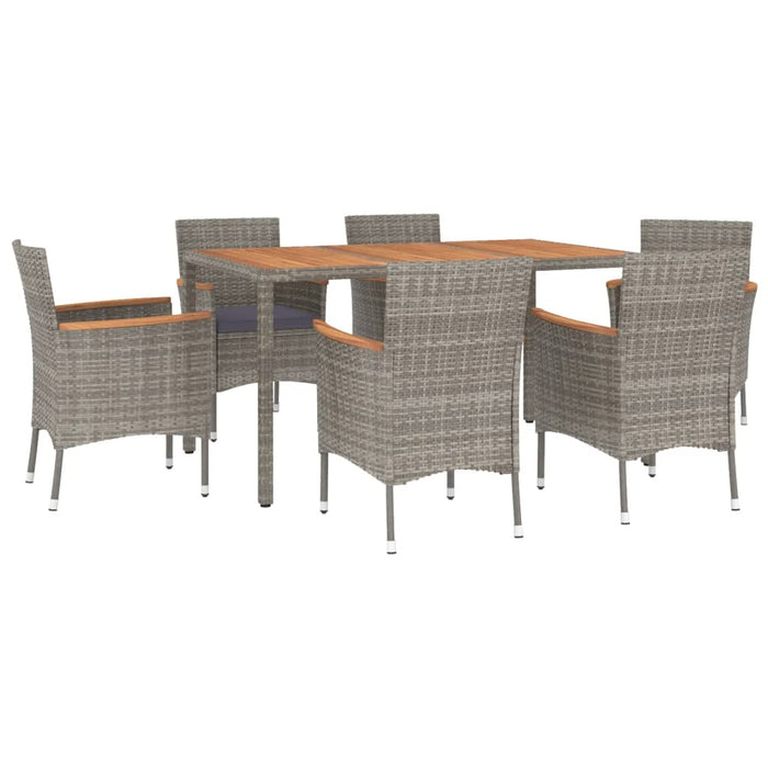 Set mobilier de grădină cu perne, 7 piese, gri, poliratan - WALTI WALTI