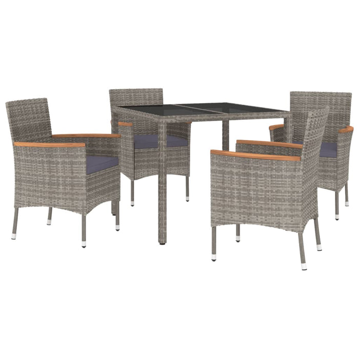 Set mobilier de grădină cu perne, 5 piese, gri, poliratan - WALTI WALTI