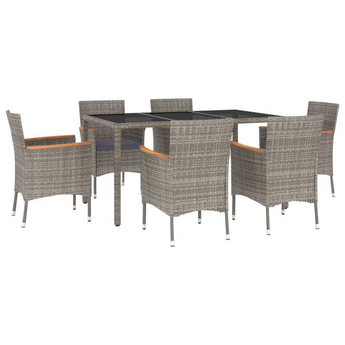 Set mobilier de grădină cu perne, 7 piese, gri, poliratan - WALTI WALTI