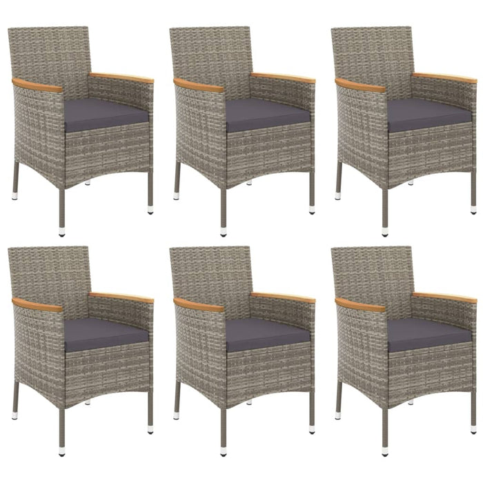Set mobilier de grădină cu perne, 7 piese, gri, poliratan - WALTI WALTI
