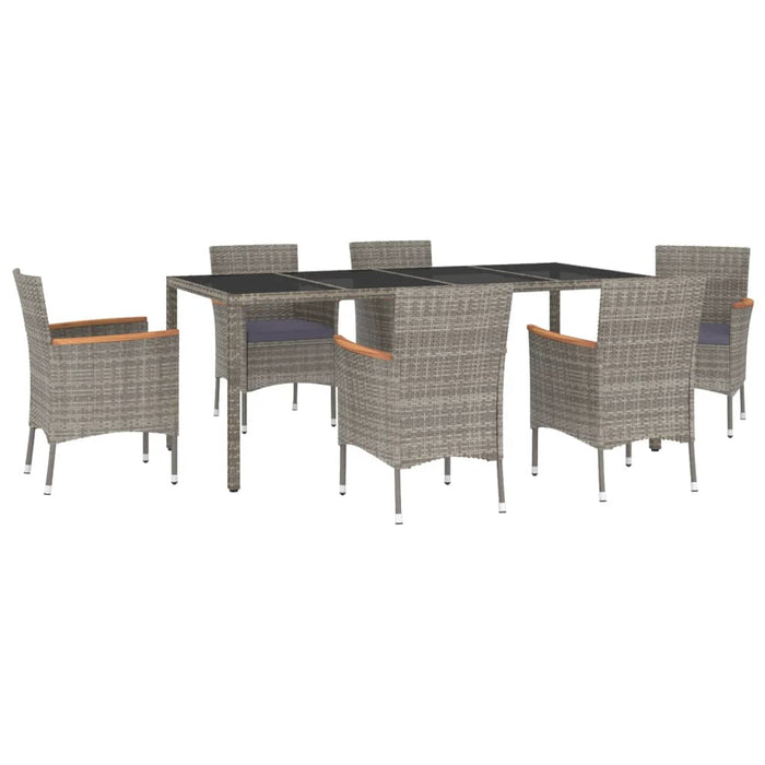 Set mobilier de grădină cu perne, 7 piese, gri, poliratan WALTI