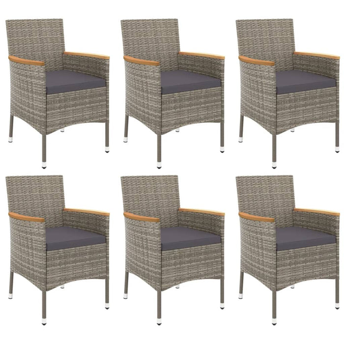 Set mobilier de grădină cu perne, 7 piese, gri, poliratan WALTI