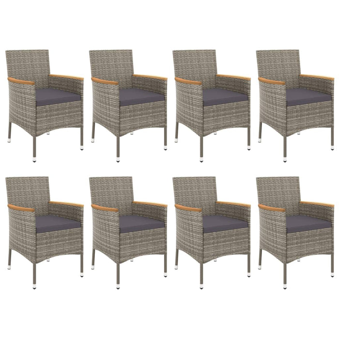 Set mobilier grădină cu perne, 9 piese, gri, poliratan - WALTI WALTI